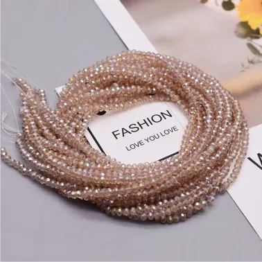 40 Cm Brin Perles Rondes 6mm En Cristal À Facettes Couleur miel