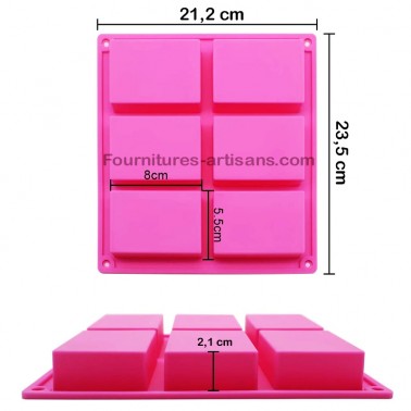 Moule silicone savon 6 cavités rectangulaires