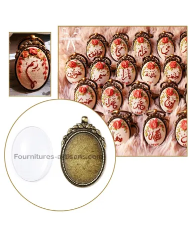 Pendentif support cabochon style tibétain bronze antique