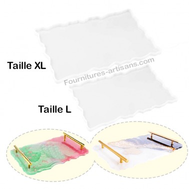 Moules silicones plateaux rectangulaires bordures irrégulières résine époxy