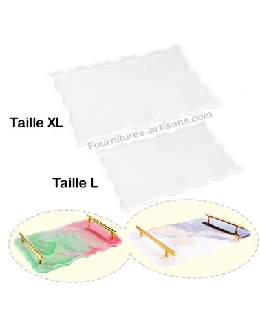 Moules silicones plateaux rectangulaires bordures irrégulières résine époxy