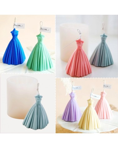 Moule silicone robe mariage pour Bougie gypse Gâteau Chocolat