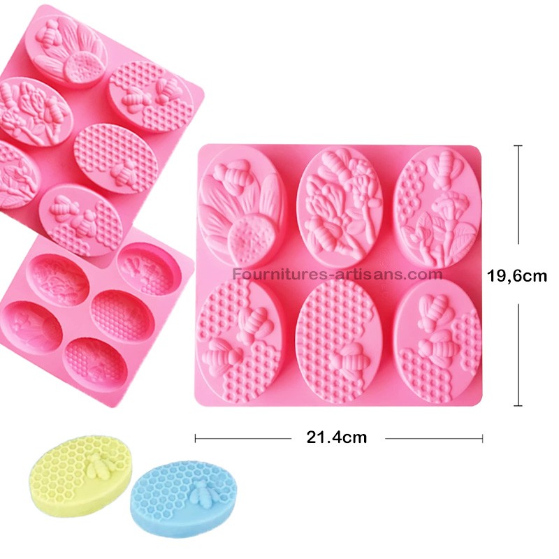 Moule silicone savon ovale forme de nid d'abeille