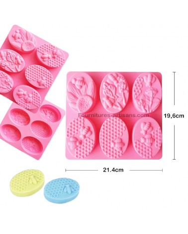 Moule silicone savon ovale forme de nid d'abeille