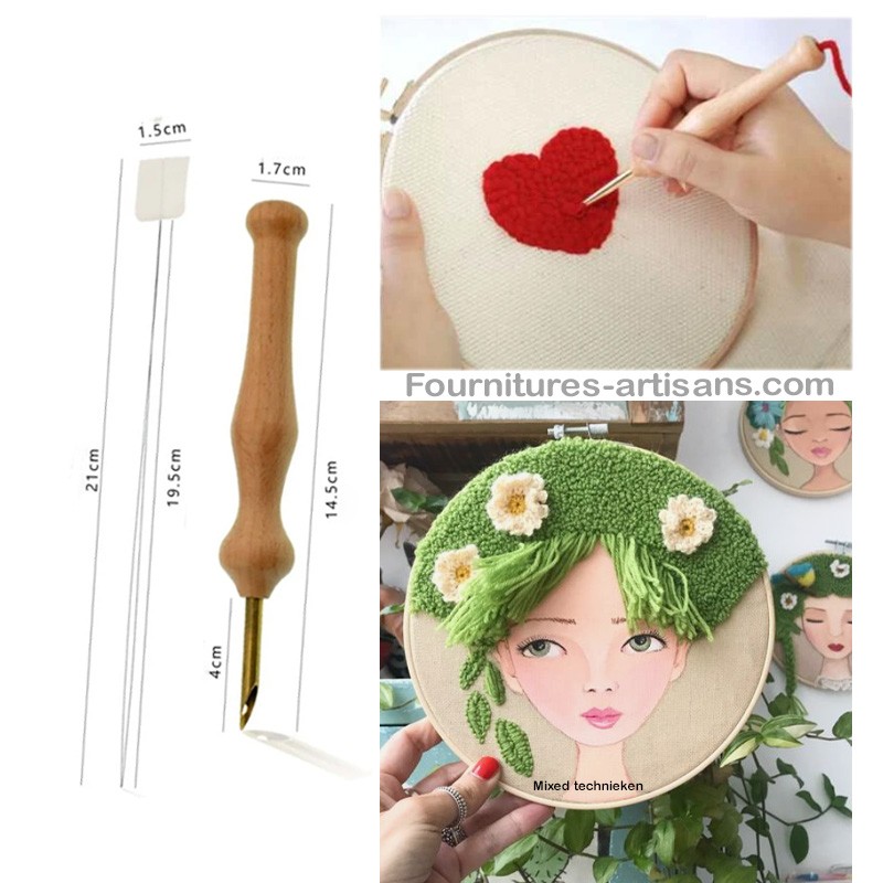Aiguille poinçon broderie punch Needle manche bois Ø5mm