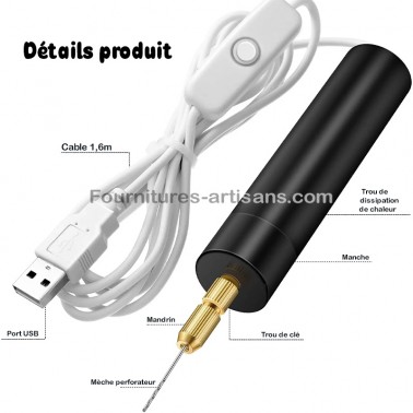 Set Mini perceuse à Main électrique de précision Outil perforation rotatif  métal Bois Bijoux électronique