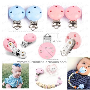 2 pcs Clip Attache Tétine accessoire Sucette bébé bois naturel qualité supérieure