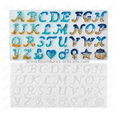 Moule silicone lettres alphabets 36,2cmx18,8cmx0,8cm