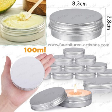 1 pièce Pot boîte ronde aluminium couvercle filetage vide cosmétique bougie, 100 mL