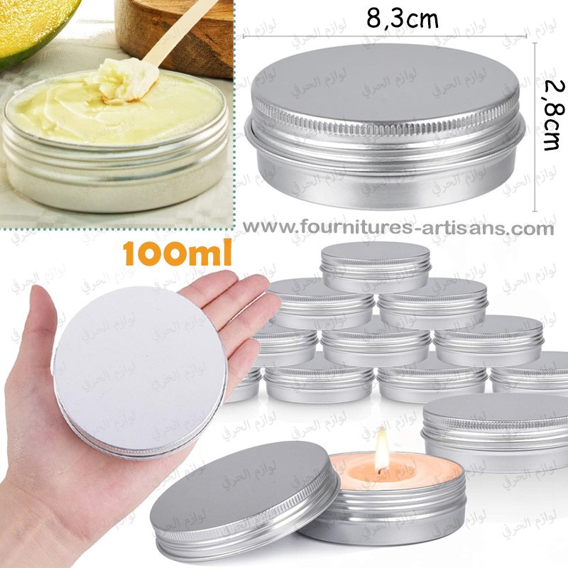 1 pièce Pot boîte ronde aluminium couvercle filetage vide cosmétique bougie, 100 mL