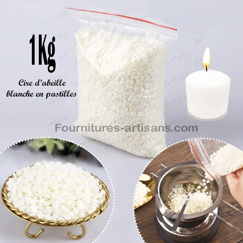 Cire D'abeille Blanche En Perles - 1 Kg - Qualité Cosmétique - Pour Bougies, Cosmétiques Maison