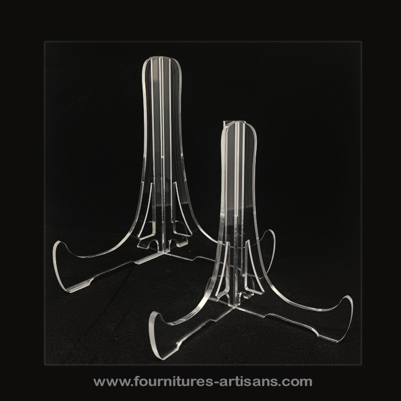 Support assiette transparent en plastique 18cm