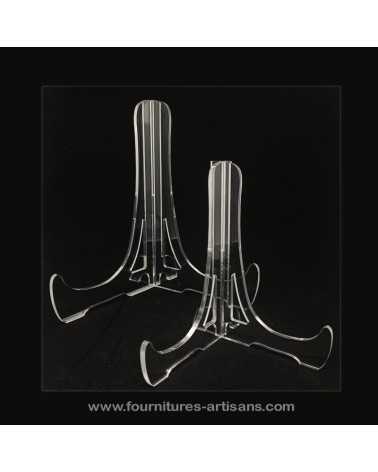 Support assiette transparent en plastique 18cm