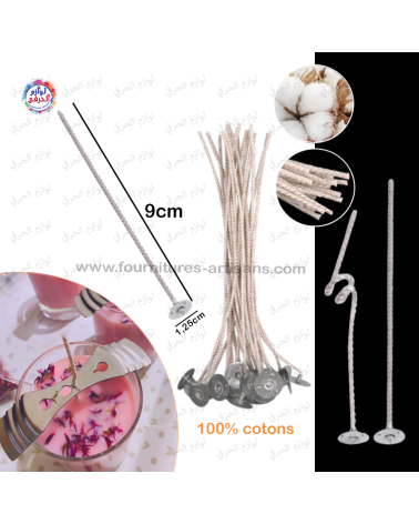 10 pièces mèches bougie en fibre libérienne ciré 9cm en coton naturel tressés