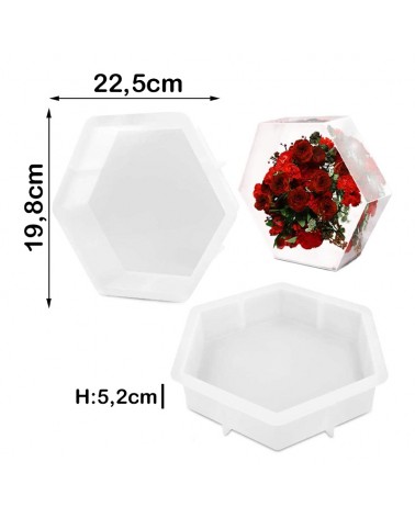 Moule silicone Grand hexagonal profond 3D préservation des Fleurs Résine Epoxy
