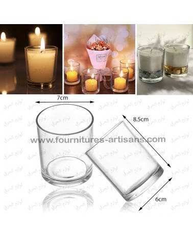 Photophore Verre Transparent - Pot Bougies (8,5 x 7 cm) - 1pcs