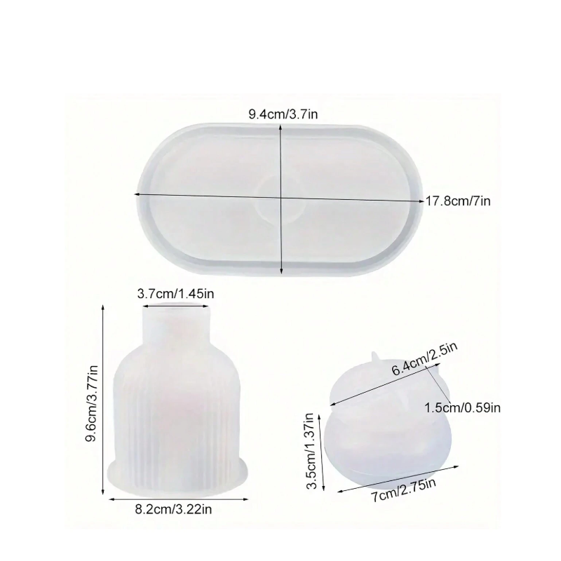 Kit de Moules en Silicone 3 Pièces – Plateau, Vase & Pot Résine, plâtre, ciment, concrète