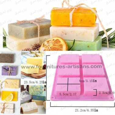 Moule 6 Cavités à Savon en Silicone - 6 Cavités Rectangulaires pour Savon Maison ✨