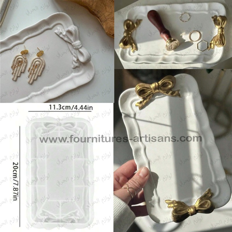 Moule Plateau Rectangle Antique Nœud Papillon – Résine & Plâtre DIY