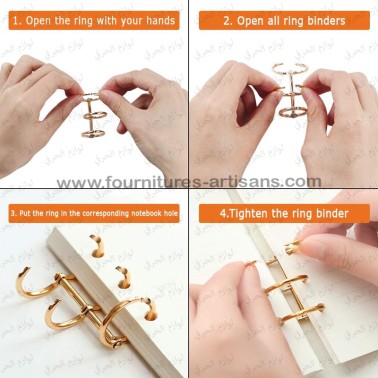 Lot 2 Anneaux GM reliure notebook doré diamètre 3.4cm