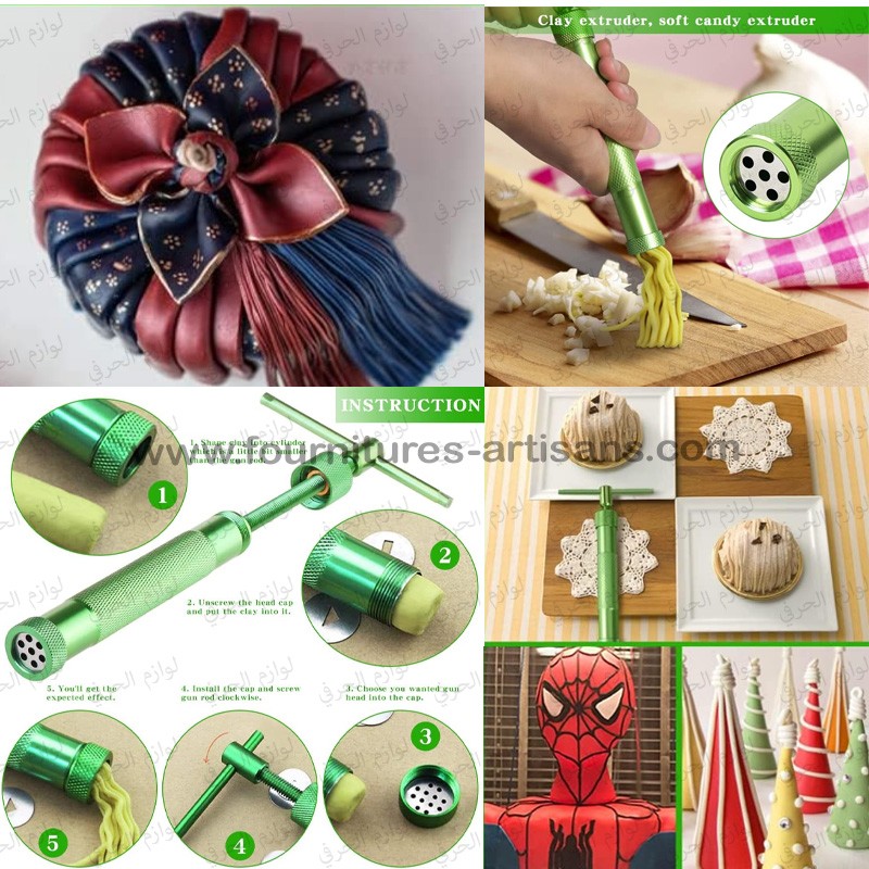 Extrudeuse à Argile & Pâte à Sucre – 20 Disques Inclus – Outil Créatif en Métal HUYIWEI