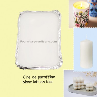 1kg cire de paraffine blanc lait en bloc