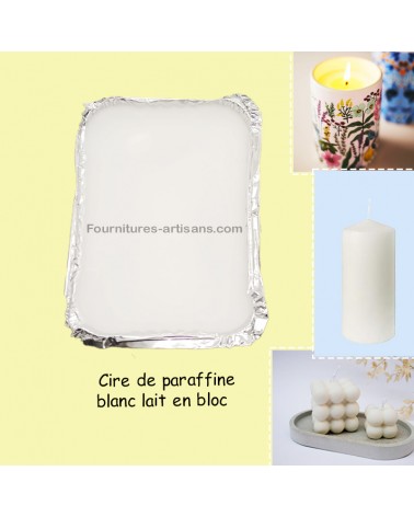 1kg cire de paraffine blanc lait en bloc
