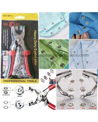 Pince à Pression – Outil Fixation Boutons Pression + Kit Couture Inclus – 15 cm - Métal Premium