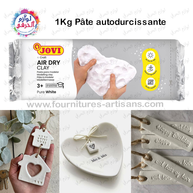 1kg Pâte céramique à Modeler autodurcissante Blanc Jovi