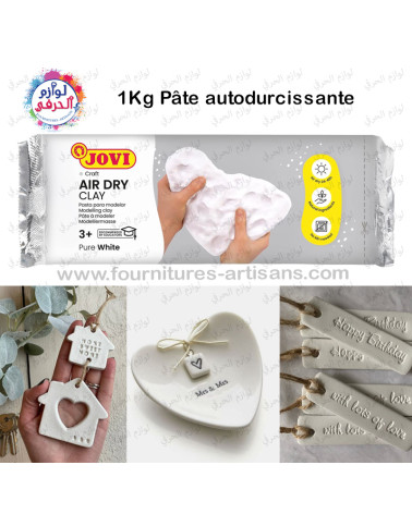 1kg Pâte céramique à Modeler autodurcissante Blanc Jovi