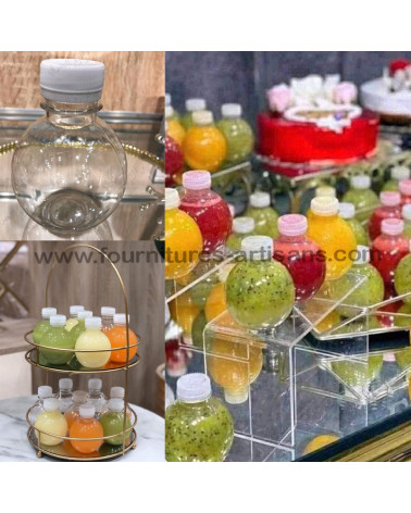 Lot de 10 Bouteilles Rondes en Plastique Alimentaire – 200ml
