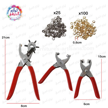 Kit 3 Pinces DIY – Perforatrice 6 Trous + Pince Œillets + Pince Bouton-Pression avec Accessoires