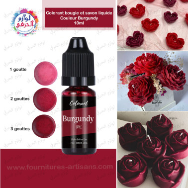 Colorant liquide Pigment Burgundy  Bougie & Savon– 10 ml