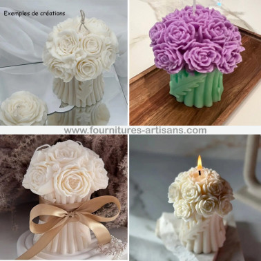 Moule Silicone 3D Bouquet de Fleurs – Bougies, Savons, Résine DIY