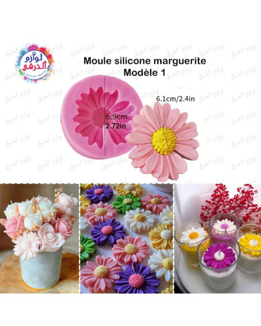 M1_Moule silicone fleur marguerite résine plâtre argile
