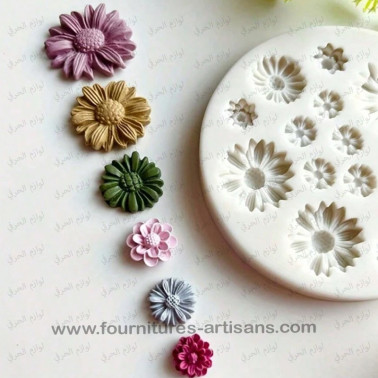Moule silicone marguerites – 13 fleurs – Ø 8 cm