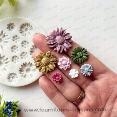 Moule silicone marguerites – 13 fleurs – Ø 8 cm