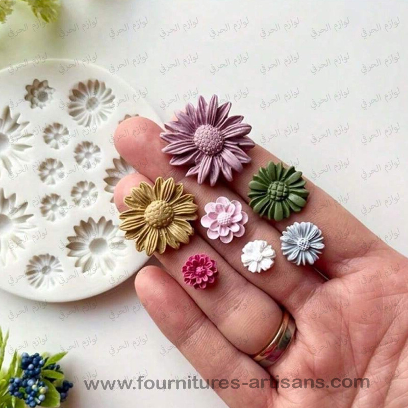 Moule silicone marguerites – 13 fleurs – Ø 8 cm
