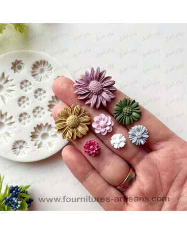 Moule silicone marguerites – 13 fleurs – Ø 8 cm