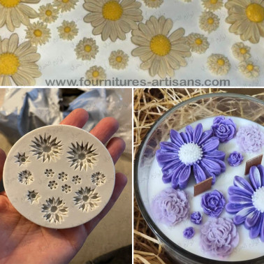 Moule silicone marguerites – 13 fleurs – Ø 8 cm