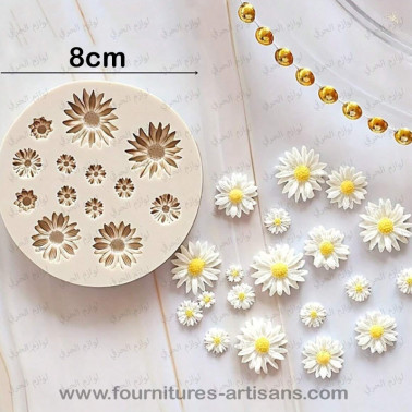 Moule silicone marguerites – 13 fleurs – Ø 8 cm