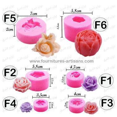 Moule Silicone Fleur 3D – 6 modèles – Résine, Plâtre, Bougies