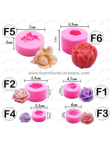 Moule Silicone Fleur 3D – 6 modèles – Résine, Plâtre, Bougies
