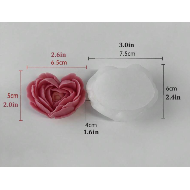 Moule Fleur Rose forme Coeur d’Amour pour Bougies, Savons, Plâtre & DIY