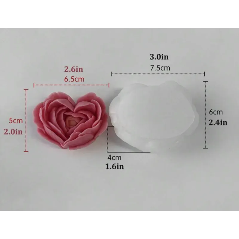 Moule Fleur Rose forme Coeur d’Amour pour Bougies, Savons, Plâtre & DIY