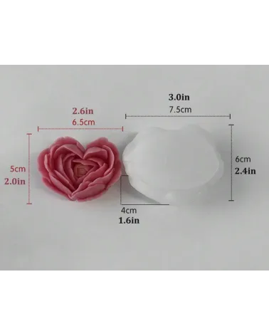 Moule Fleur Rose forme Coeur d’Amour pour Bougies, Savons, Plâtre & DIY