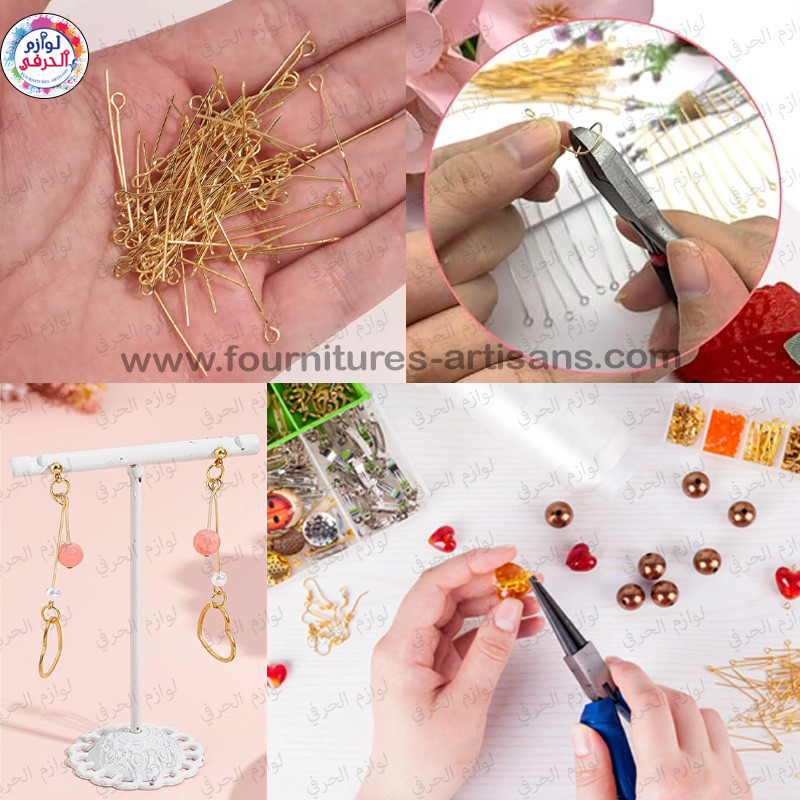 10gr Épingles à Œil doré pour Fabrication de Bijoux – 4 cm – Fil 0,7 mm – Têtes Boucle (Eye Pins)