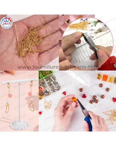 10gr Épingles à Œil doré pour Fabrication de Bijoux – 4 cm – Fil 0,7 mm – Têtes Boucle (Eye Pins)