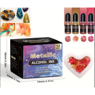 Pack de 12 couleurs d'encre d'alcool de résine 5ml*12 couleurs, pour les fluides de résine époxy et /UV