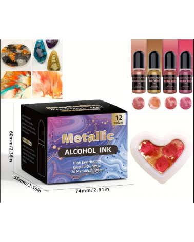 Pack de 12 couleurs d'encre d'alcool de résine 5ml*12 couleurs, pour les fluides de résine époxy et /UV